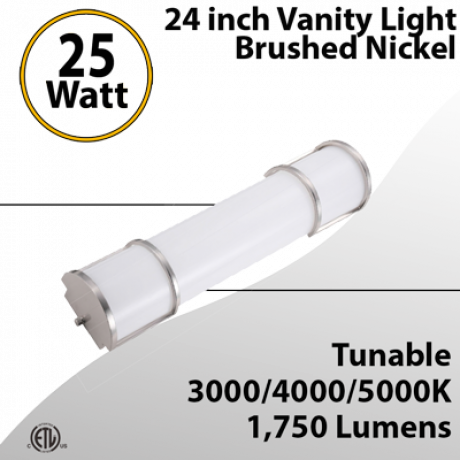 24inch Brushed Nickel Bathroom Vanity Mirror Light 25W 1750Lm 