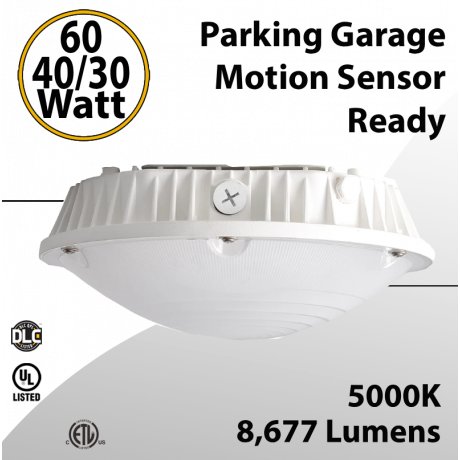 Parking Garage LED Light 30/40/60W Motion Sensor Ready 5000K 8677Lm