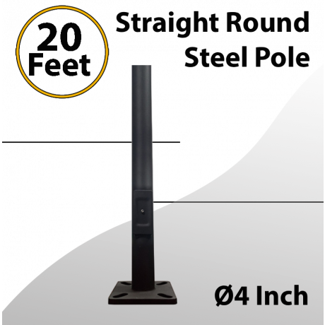 Dark Bronze Steel Round Light Pole - 20Ft x 4.0" 11G Thick with Anchor Base (BASIC)