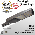 LED Street Light 240/260/280/310W up to 46,500Lm 5000K 480v