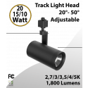 Track light Head 20/15/10W Black 20°- 50° Adjustable 27/30/35/40/50K