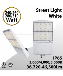 Street Light White Finish 240 to 310W - CCT 3/4/5000k Up to 46500Lm