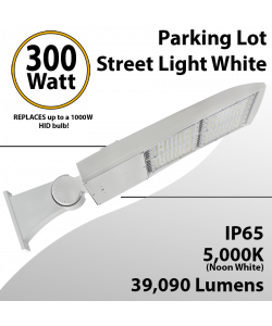 300W LED Shoebox Street Light fixture 39090Lm 5000K UL IP65 DLC White