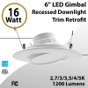 LED Gimbal Recessed Downlight Trim Retrofit 6"