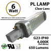 6W PL LED Bulb lamp 650Lm 4000K G23 IP40 UL. Direct Line (Remove Ballast)