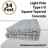 Light Pole 34Ft OAL 25Ft AG Type I-O Square Tapered Concrete