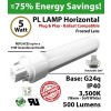 5W PL LED Lamp 500Lm 3500K Frosted Lens G24q IP40 UL. Ballast compatible