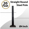 Dark Bronze Steel Round Light Pole - 20Ft x 4.0" 11G Thick with Anchor Base (BASIC)