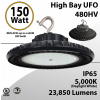  UFO LED Light High Bay 480V 150W 20215 Lumen 5000K UL & DLC