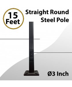 Light Post Straight Round Steel Dark Bronze Anchor Base 15Ft x 3.0" 11G Thick 